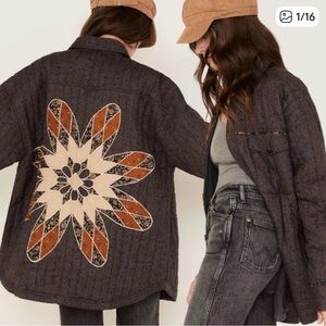 Cleo + Wolf Quilted Shacket Jacket Medium Oversized Patchwork